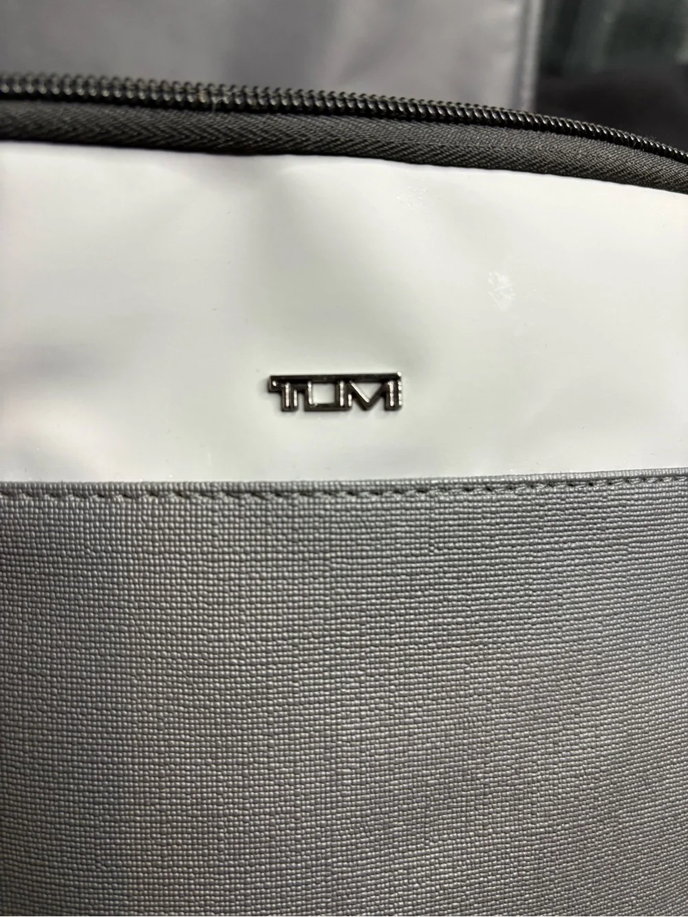Tumi Two-Tone Gray and White Toiletry Pouch plus Garment bag